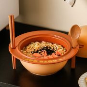 Instant Noodle Bowl with Lid and Utensils Cute Creative Cartoon Cat Design Single-serve Bowl for Dormitory - Image 3