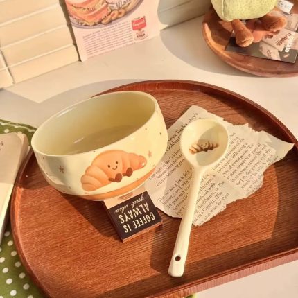 Croissant Ceramic Rice Bowl 2025 New Style Cute Tableware Yogurt Bowl Personalized Bowl for Home Use